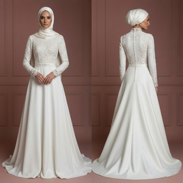 Hijab Bridal Dress For Intimate Wedding Dress Modest Style Muslim