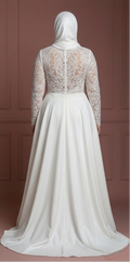 Hijab Bridal Wedding Dress For Plus Size Muslim Bride