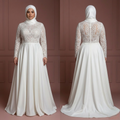 Hijab Bridal Wedding Dress For Plus Size Muslim Bride