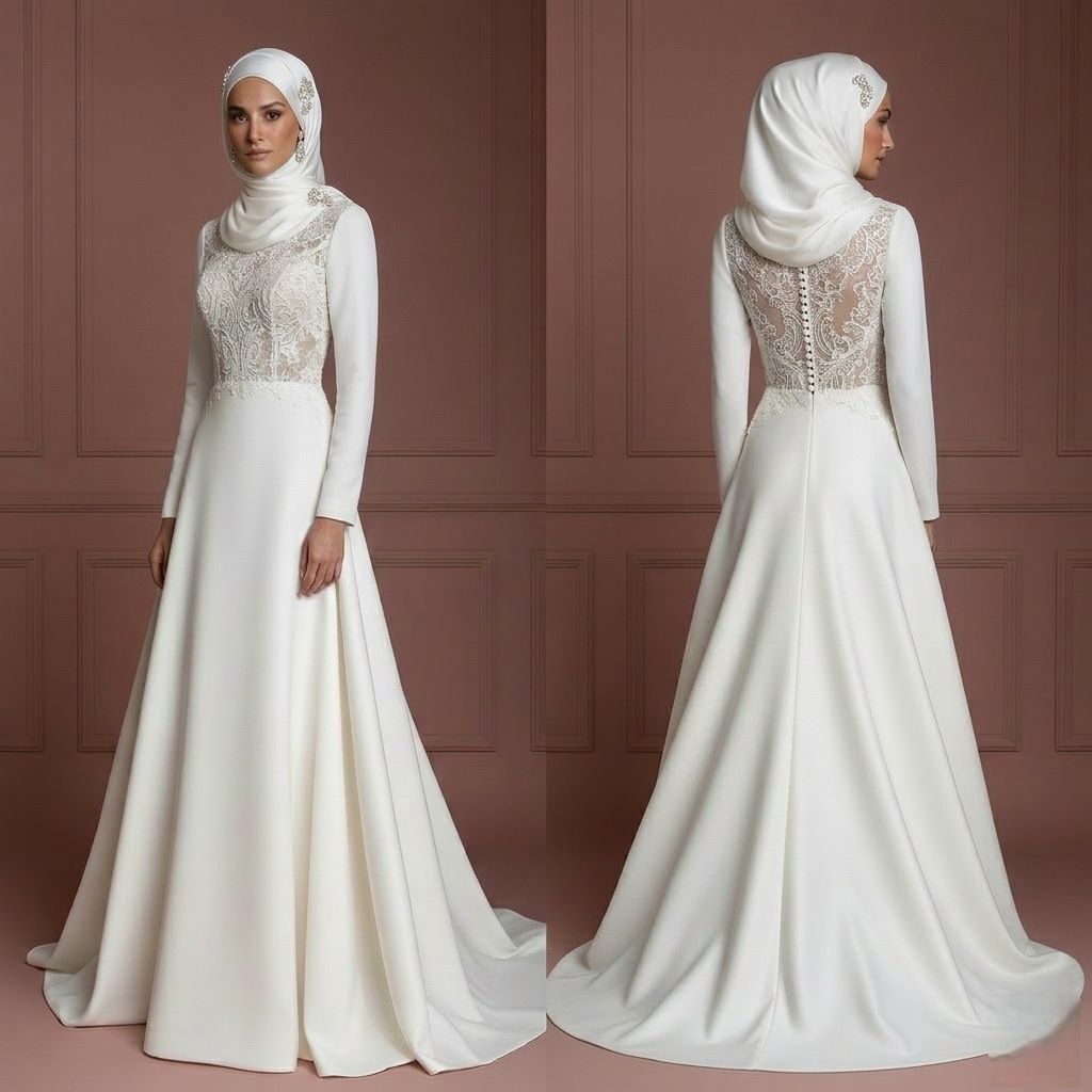 Hijab Bridal Dress For Traditional Muslim Wedding Dress