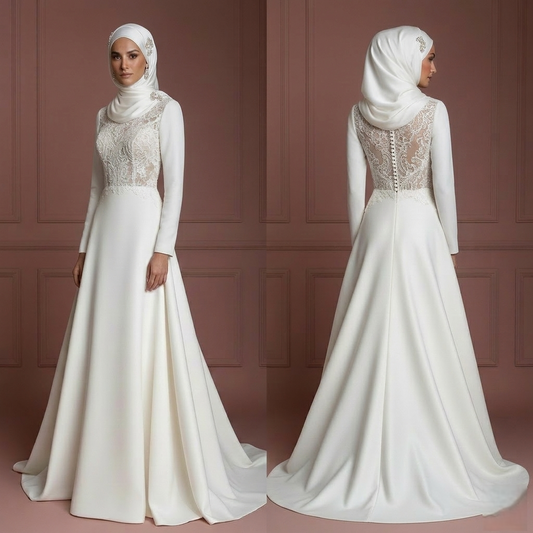 Hijab Bridal Dress For Traditional Muslim Wedding Dress