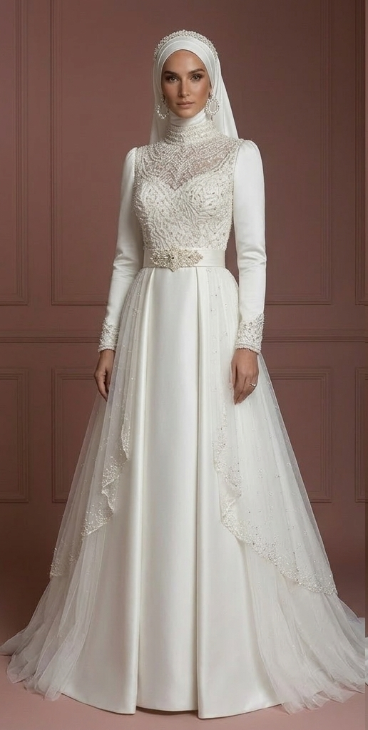 Hijab Bridal Dress Luxury Modest Wedding Dress Style Muslim