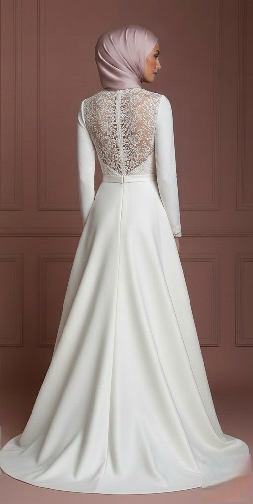 Hijab Bridal Wedding Dress Modern Modest Fashion Style Muslim