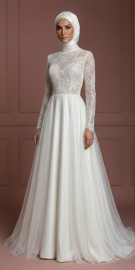 Hijab Bridal Dress Soft Romantic Wedding Dress Style Muslim