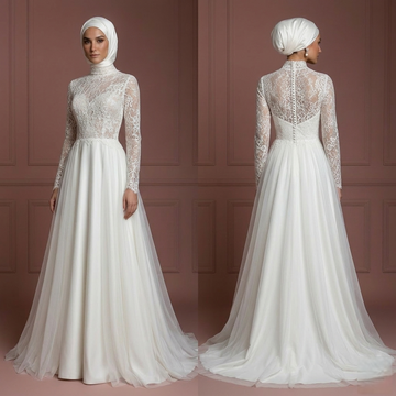 Hijab Bridal Dress Soft Romantic Wedding Dress Style Muslim