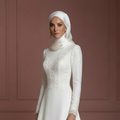 Hijab Bridal Wedding Dress With Elegant Back Detail Muslim