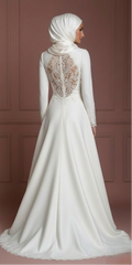 Hijab Bridal Wedding Dress With Elegant Back Detail Muslim