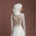 Hijab Bridal Wedding Dress With Lace Embroidery Modest Style Muslim