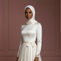 Hijab Bridal Wedding Dress With Soft Flowing Skirt Muslim