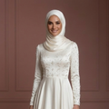 Hijab Bridal Wedding Dress With Soft Satin Fabric Muslim
