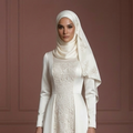 Hijab Bridal Wedding Dress With Square Neck Modest Style Muslim