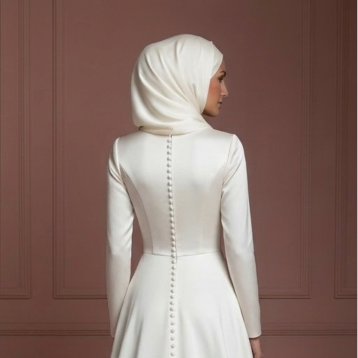 Hijab Bridal Wedding Dress With Square Neck Modest Style Muslim