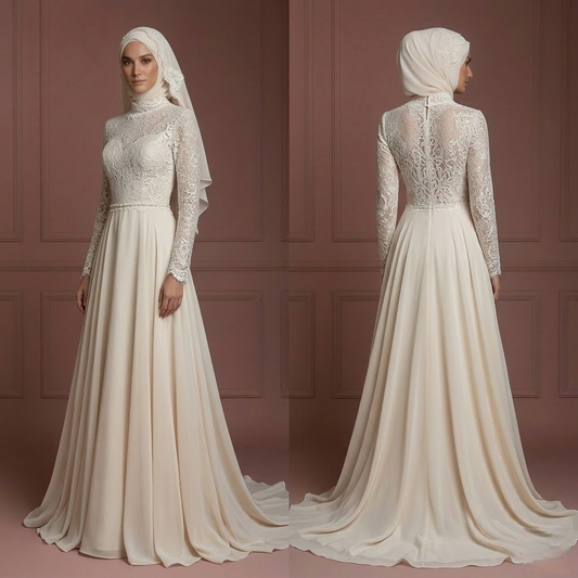 Hijab Bridal Gown Elegant Islamic Wedding Dress Look Muslim