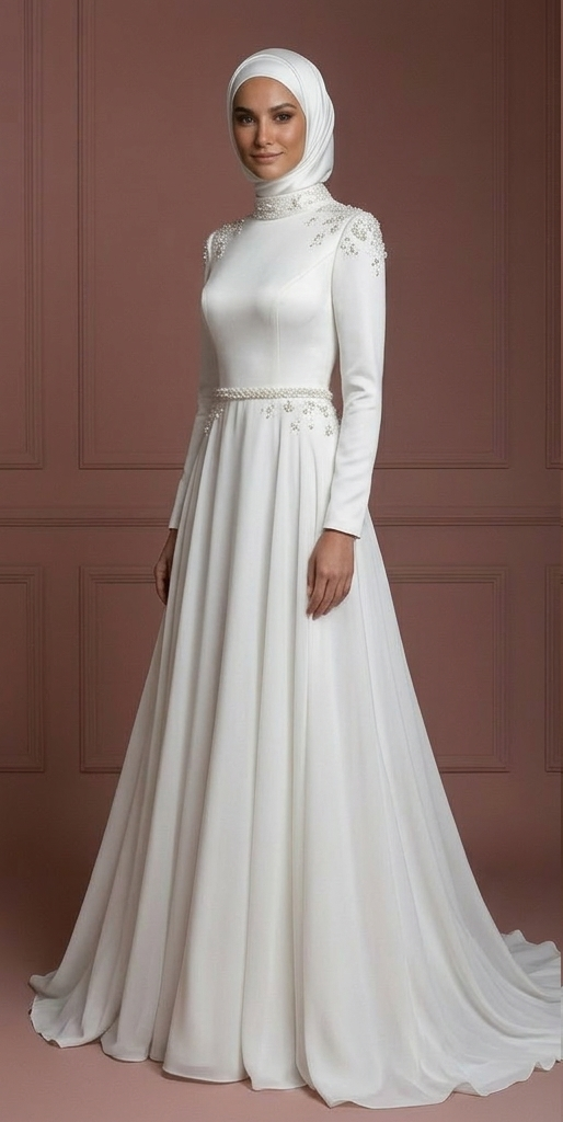 Hijab Bridal Gown For Beach Wedding Dress Modest Style Muslim