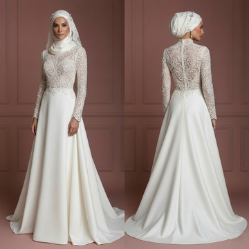 Hijab Bridal Gown For Formal Wedding Dress Ceremony Muslim