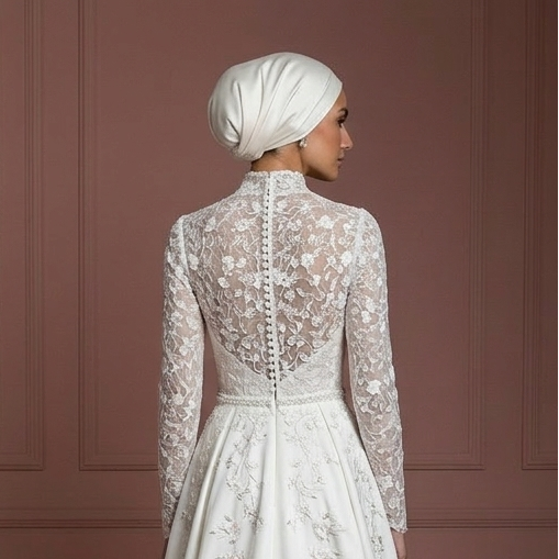 Hijab Bridal Gown For Spring Wedding Dress Floral Style Muslim