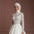 Hijab Bridal Gown Princess Ball Style Modest Wedding Dress Muslim