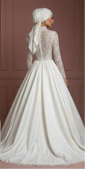 Hijab Bridal Gown Princess Ball Style Modest Wedding Dress Muslim