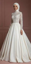 Hijab Bridal Gown Princess Ball Style Modest Wedding Dress Muslim