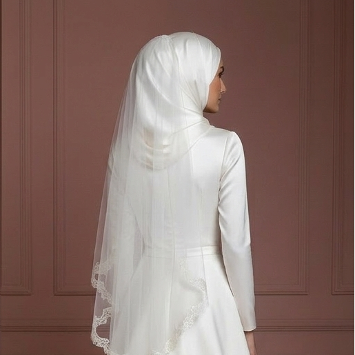 Hijab Bridal Gown Satin Long Sleeve Modest Bridal Wear Muslim Wedding Dress