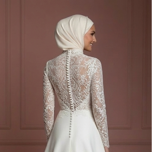 Hijab Bridal Gown With Feminine Modest Design Wedding Dress Muslim