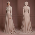 Hijab Bridal Gown With Flowing Chiffon Fabric Wedding Dress Muslim