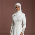 Hijab Bridal Gown With Modest Sleeve Coverage Wedding Dress Muslim