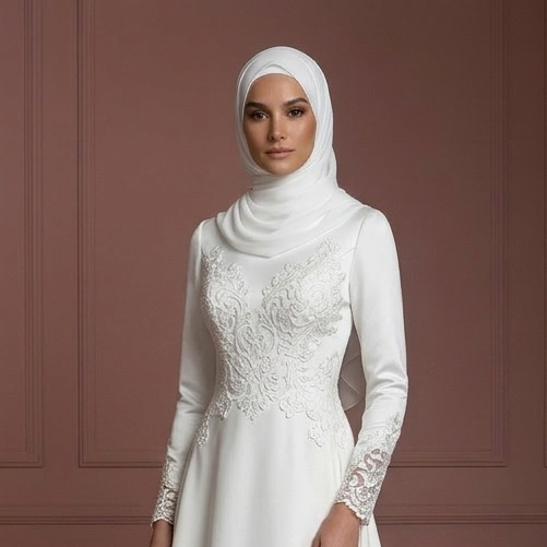 Hijab Bridal Gown With Modest Sleeve Coverage Wedding Dress Muslim