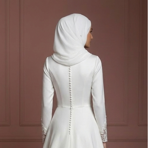 Hijab Bridal Gown With Modest Sleeve Coverage Wedding Dress Muslim