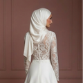 Hijab Bridal Weddding Dress With Romantic Lace Style Muslim