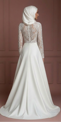 Hijab Bridal Wedding Dress With Long Elegant Train Muslim