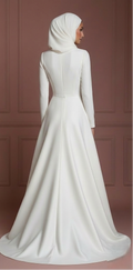 Hijab Bridal Wedding Dress With Modern Clean Lines Muslim