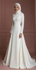 Hijab Bridal Wedding Dress With Modern Clean Lines Muslim