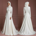 Hijab Bridal Wedding Dress With Modern Clean Lines Muslim