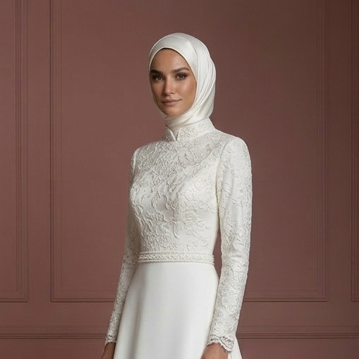 Hijab Wedding Dress A-Line Modest Bridal Style Muslim