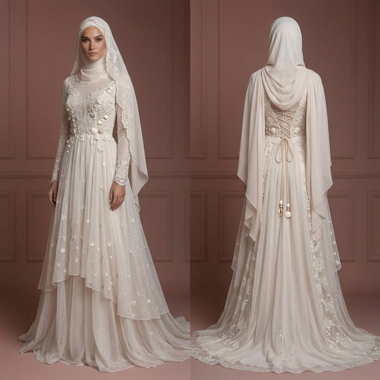 Hijab Wedding Dress For Destination Wedding Bridal Muslim