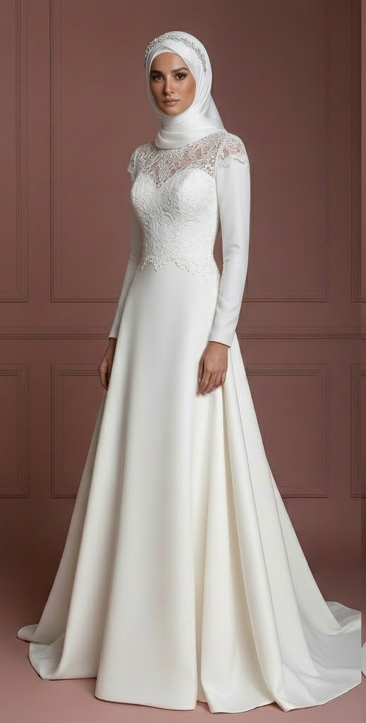 Hijab Wedding Dress For Elegant Ceremony Bridal Muslim