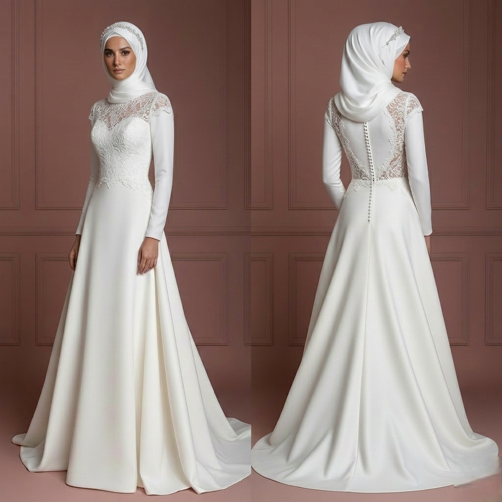 Hijab Wedding Dress For Elegant Ceremony Bridal Muslim