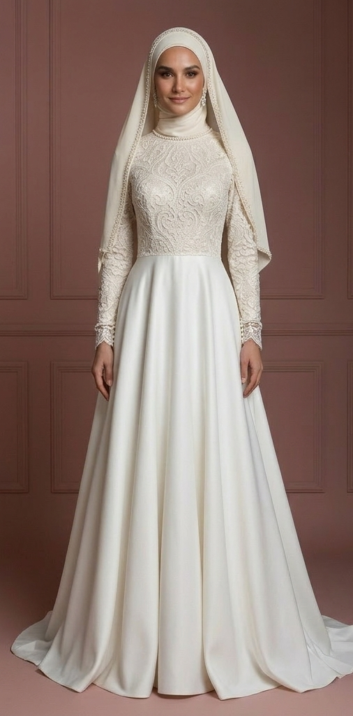 Hijab Wedding Dress For Reception Modest Bridal Muslim