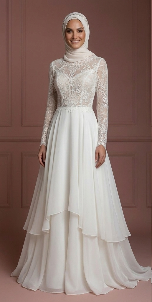 Hijab Wedding Dress For Summer Bride Lightweight Muslim