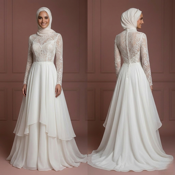 Hijab Wedding Dress For Summer Bride Lightweight Muslim