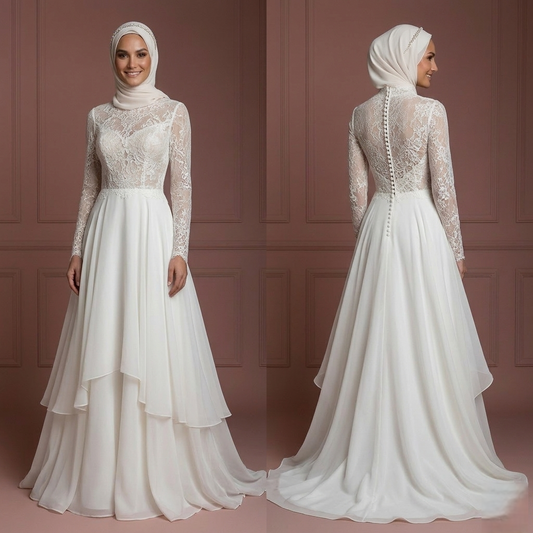 Hijab Wedding Dress For Summer Bride Lightweight Muslim