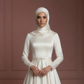 Hijab Wedding Dress For Winter Wedding Satin Style Muslim