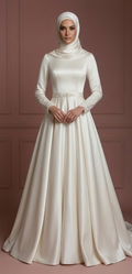 Hijab Wedding Dress For Winter Wedding Satin Style Muslim