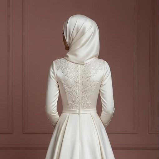 Hijab Wedding Dress For Winter Wedding Satin Style Muslim