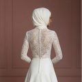 Hijab Wedding Dress Lace Long Sleeve Modest Bridal Muslim