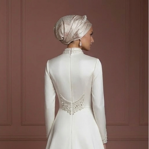 Hijab Wedding Dress With Closed Back Modest Bridal Muslim