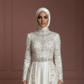 Hijab Wedding Dress With Crystal Embellishment Luxury Muslim