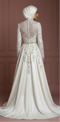 Hijab Wedding Dress With Crystal Embellishment Luxury Muslim
