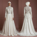 Hijab Wedding Dress With Crystal Embellishment Luxury Muslim